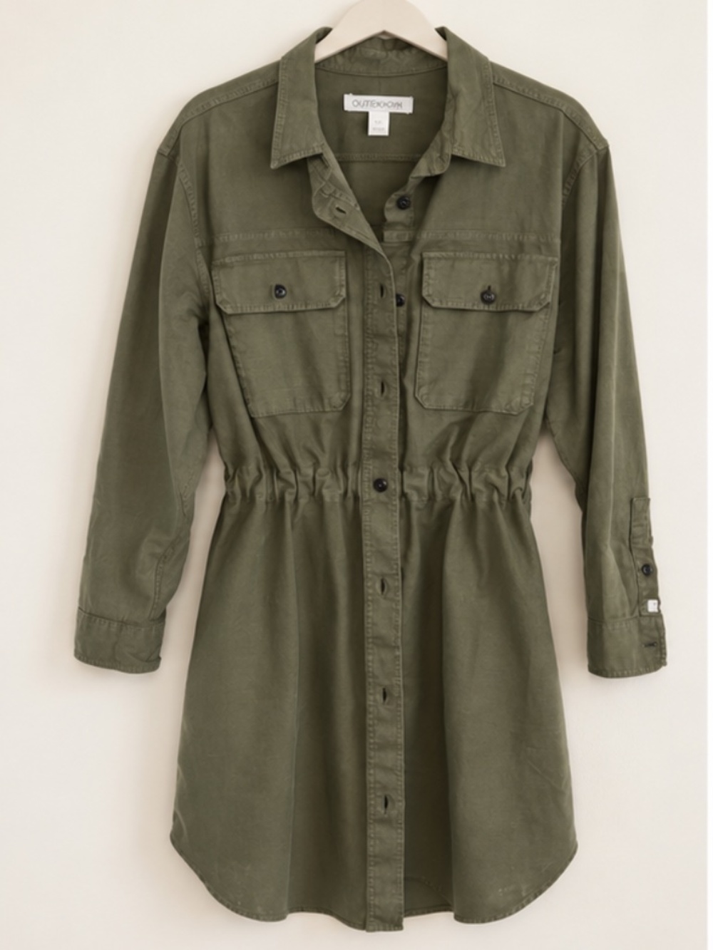 Outerknown Olive Green Utility Shirt Dress Size M